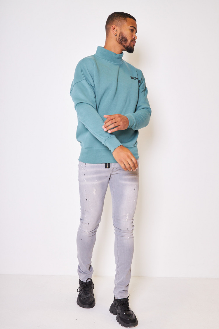 Sweat vert col montant 