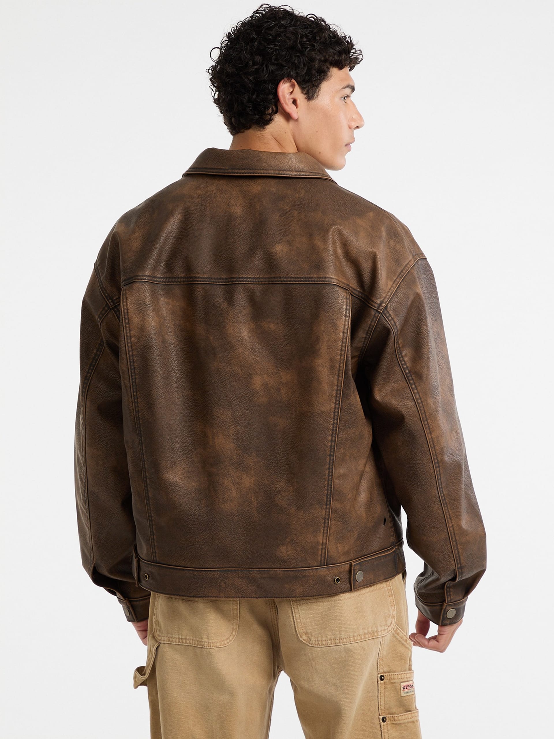 Jaqueta Trucker de Couro Sintético GUESS Originals