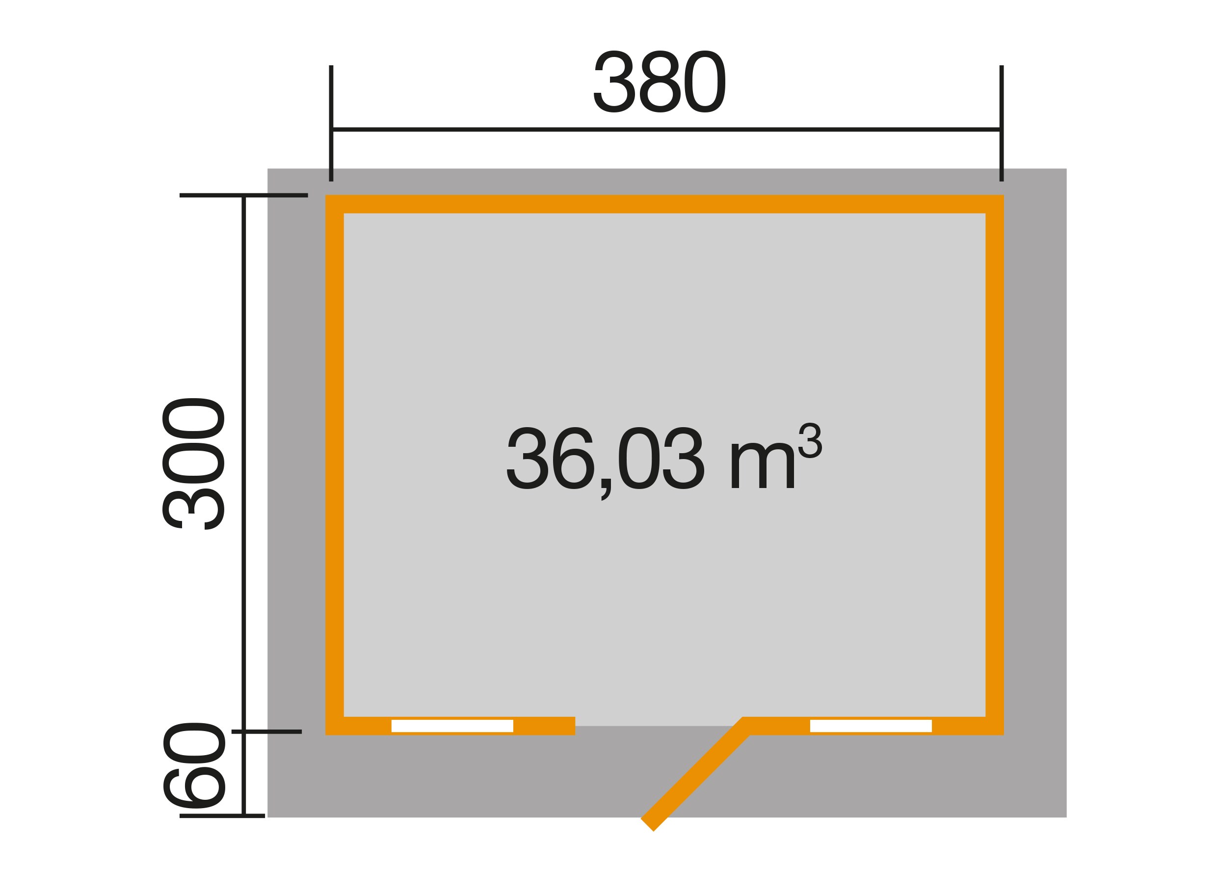 Weka Gartenhaus 138, 45mm, mit 60cm Vordach