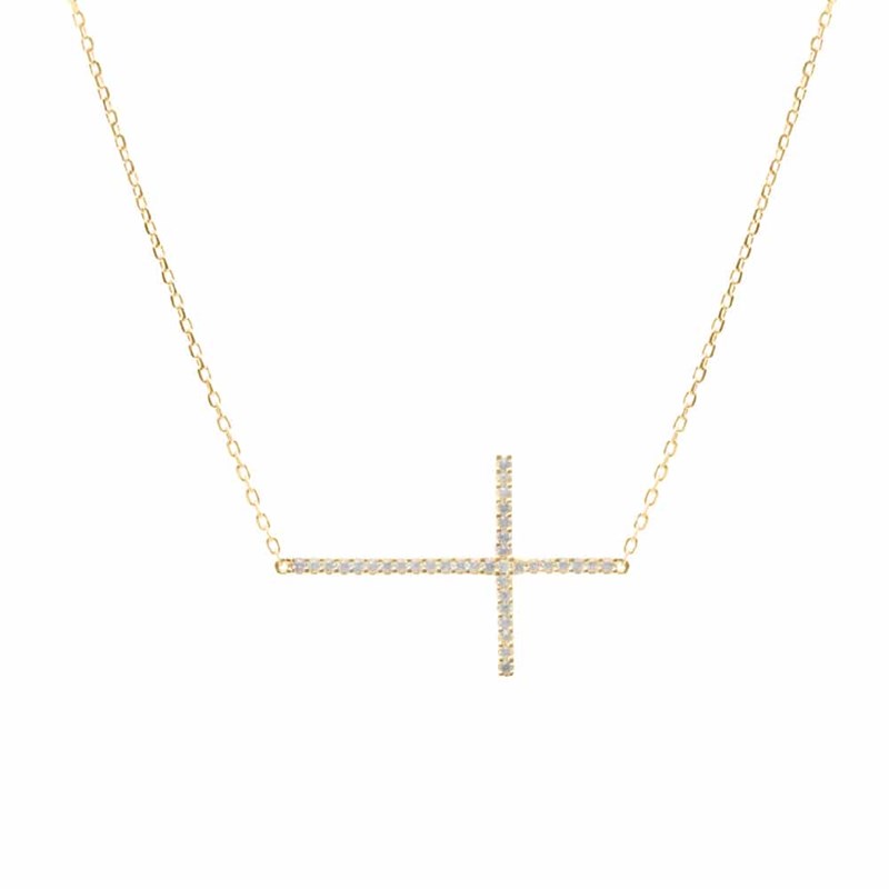 Collier Argent Doré Croix Horizontale