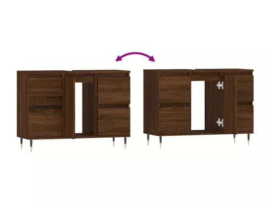 Armoire salle de bain chêne marron 80x33x60cm bois d'ingénierie