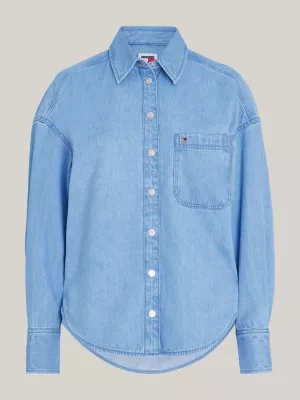 Sobretudo jeans de modelagem ampla