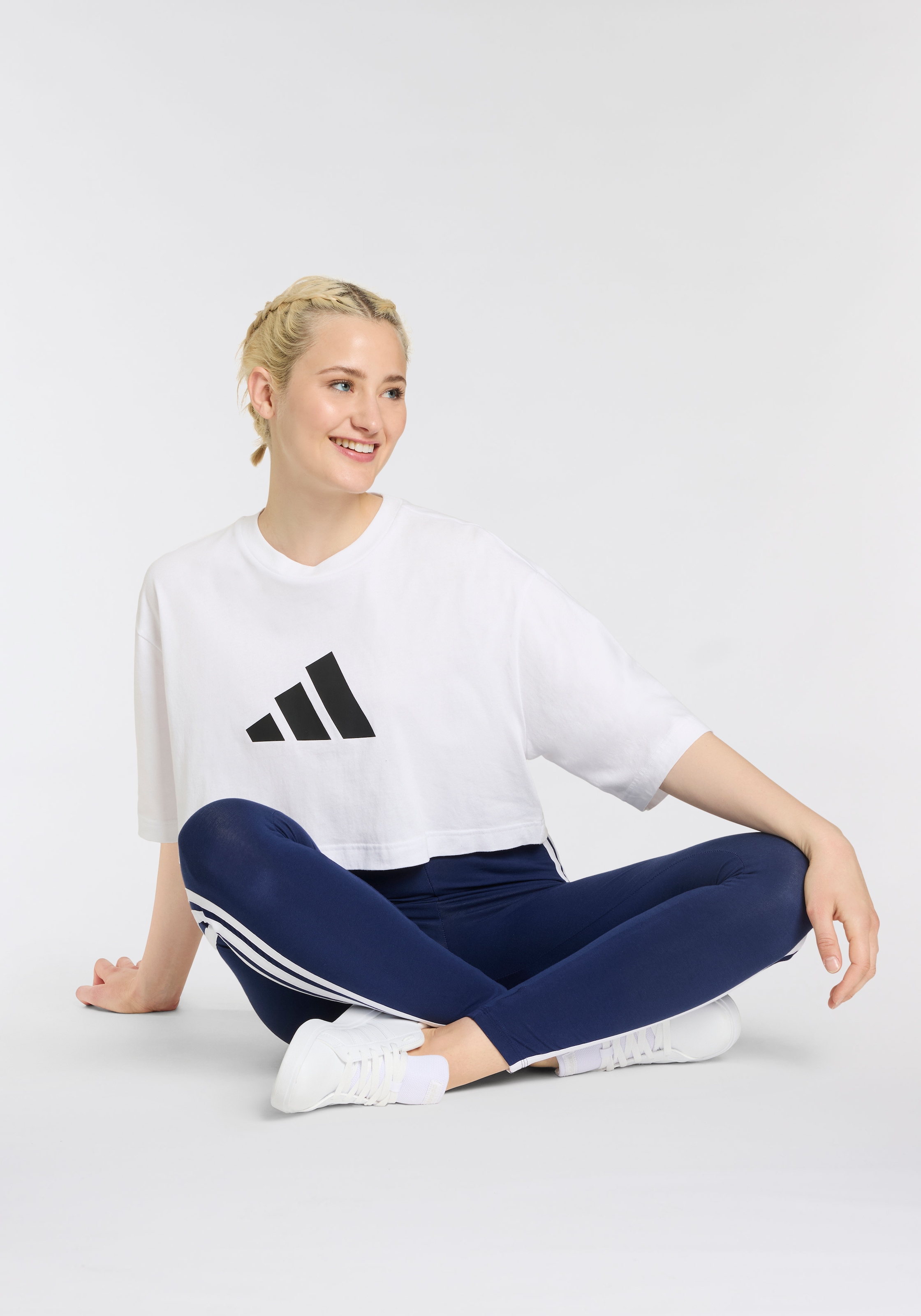 adidas Sportswear Trainingstights »ESSENTIALS 3-STREIFEN COTTON«  sportlicher Look mit 3-Streifen, aus Baumwolle und Elasthan