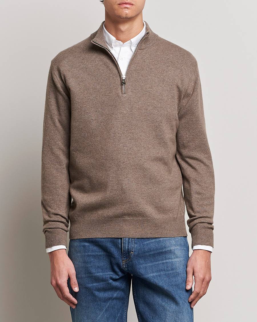 Oscar Jacobson Patton Wool Half-Zip Beige