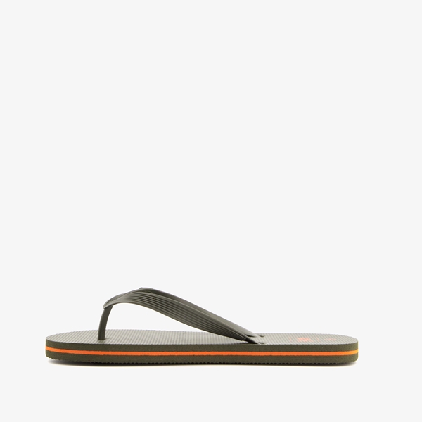 Dames teenslippers groen met oranje details