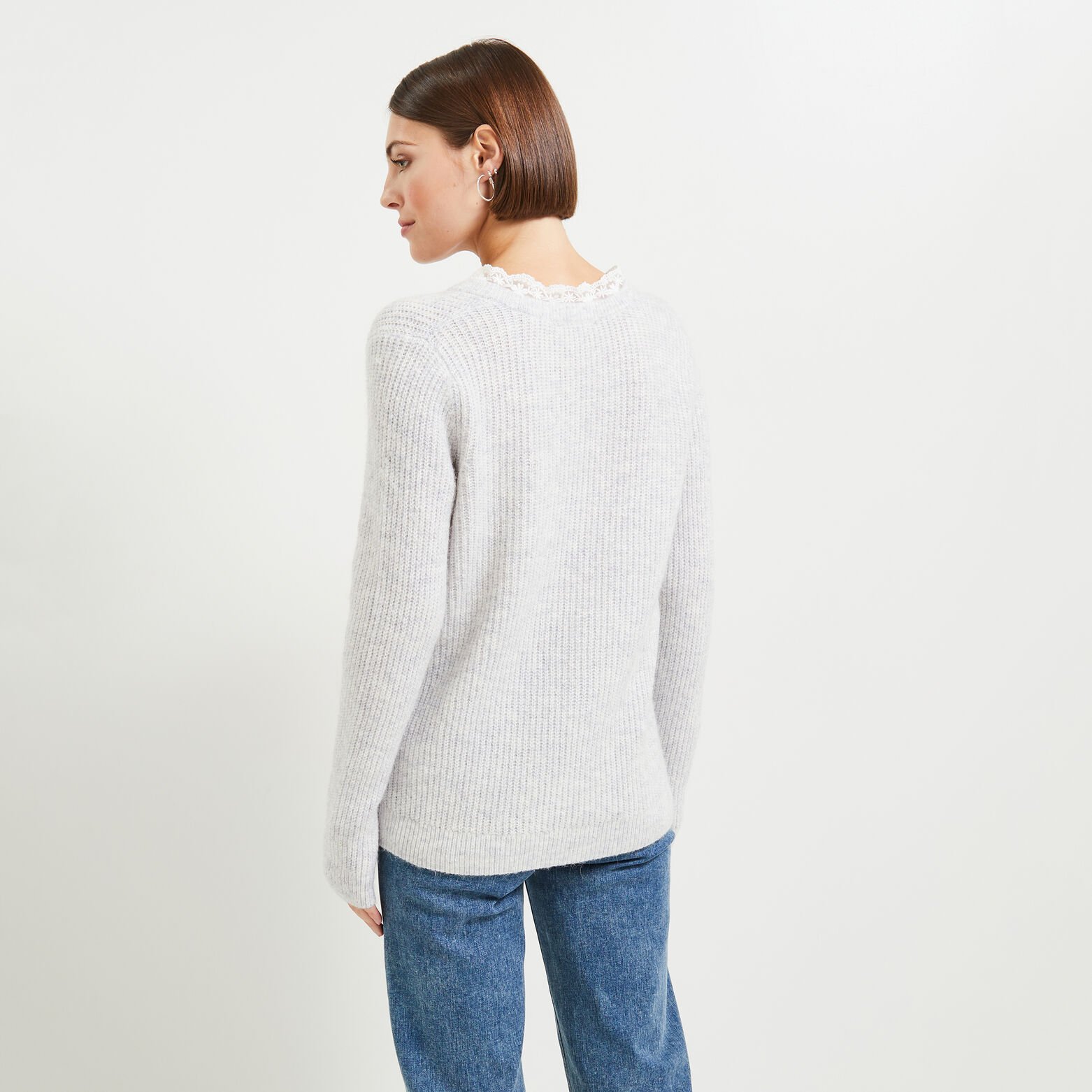 Pull col V femme