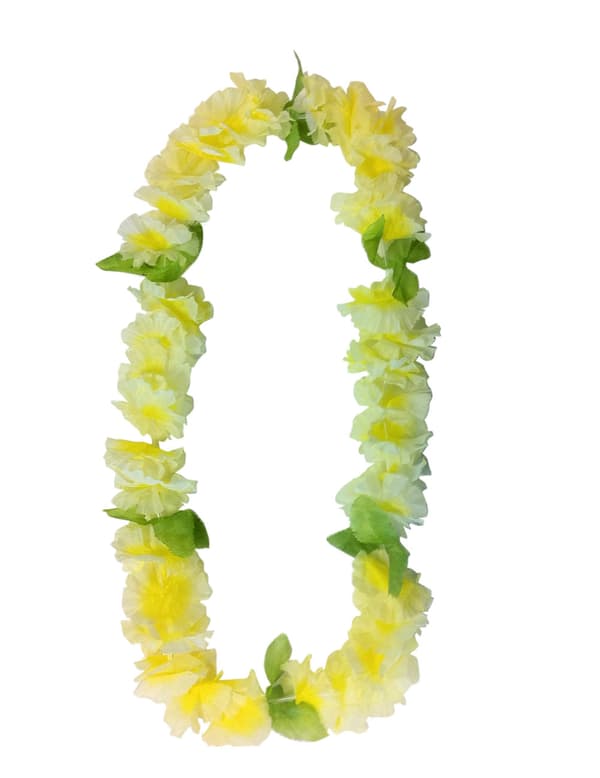 Voluminøs Hawaii-krans med gule blomster. Size-Standard