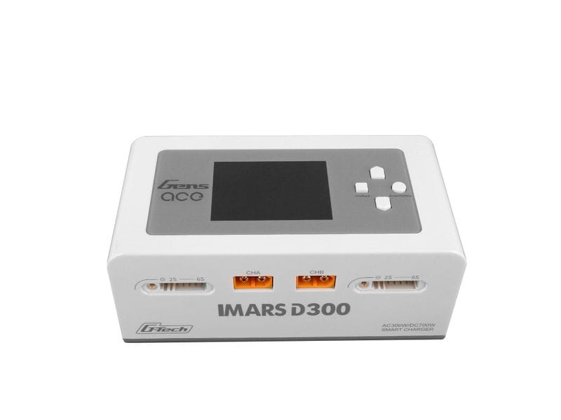 Gens ace Dual-Ladegerät IMARS D300 AC/DC 1-6S, G-Tech, Weis Universelles Modellbau-Ladegerät mit zwei Ausgängen für LiPo, LiHV, LiFE und NIMH Akkus