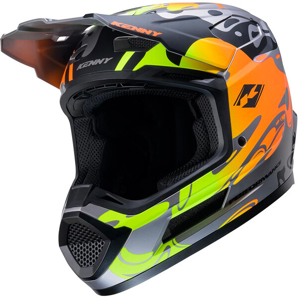 Kenny - Casque Performance Graphic Fluid Gris / Jaune fluo / Orange / Noir