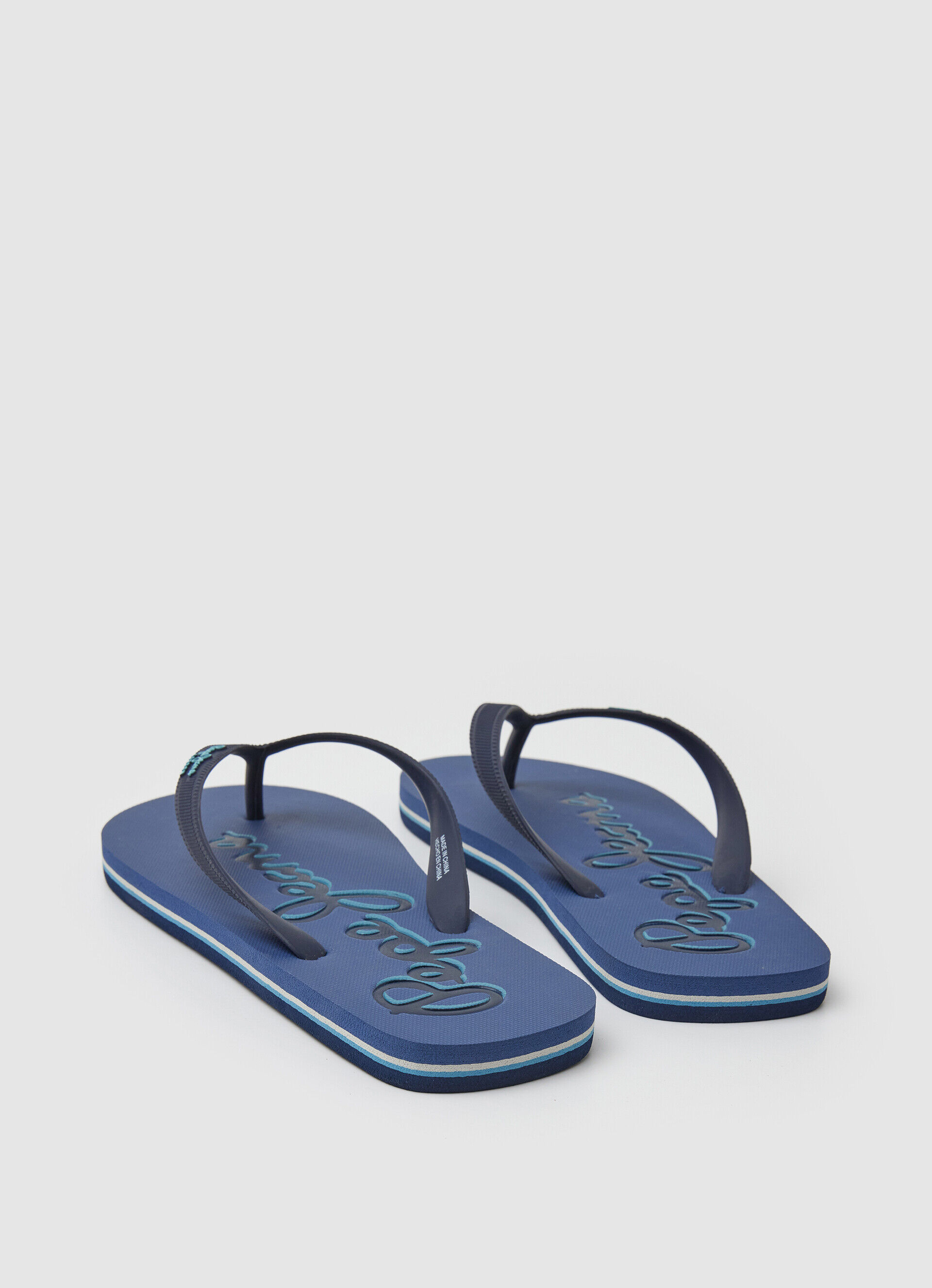 Chinelo com o logotipo da Bay Beach - azul jeans escuro