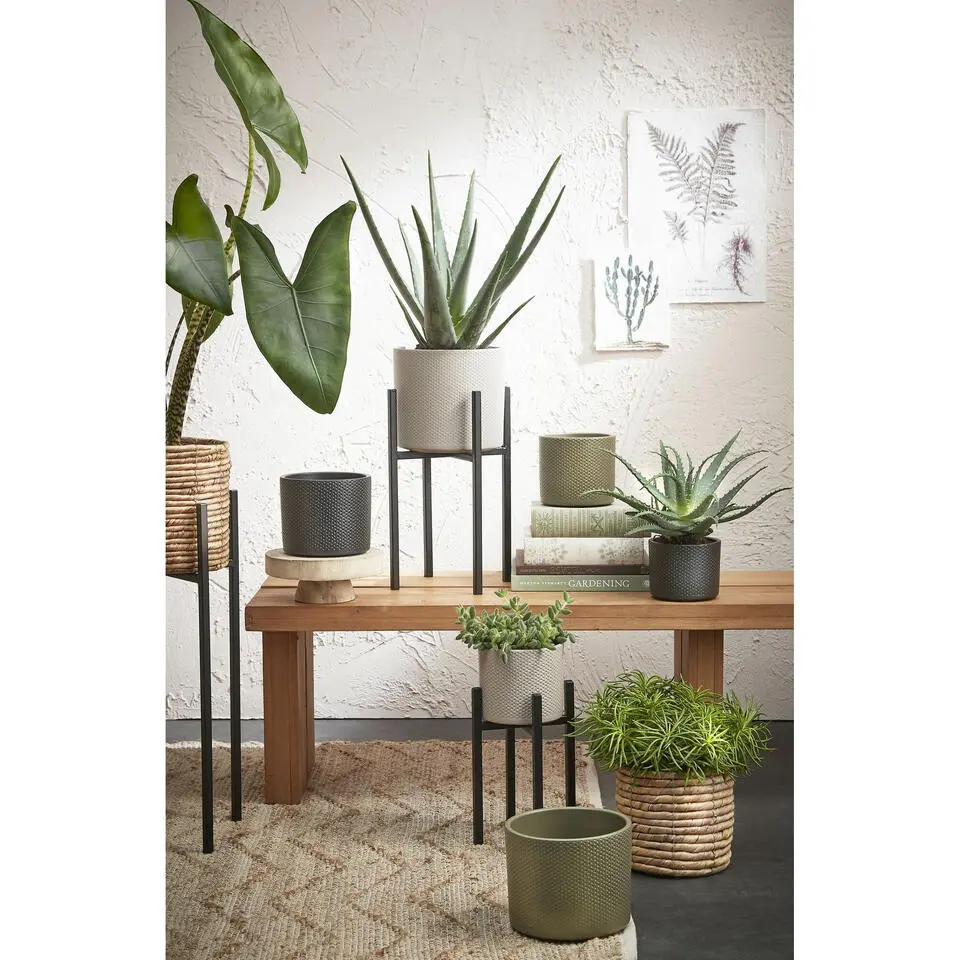 Mica Decorations Plantenstandaard - verhoger - zwart - H55 x B18.5 cm