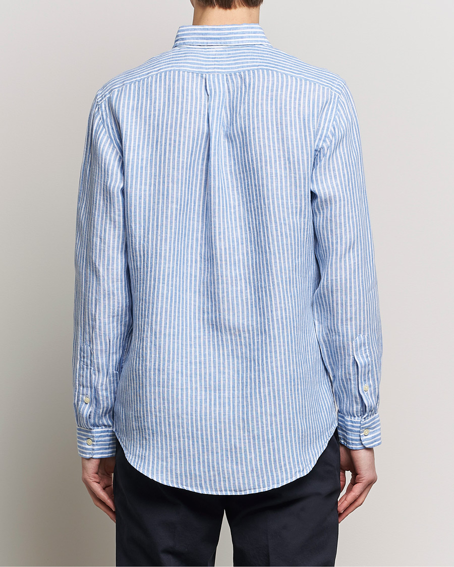 Polo Ralph Lauren Custom Fit Striped Linen Shirt Blue/White