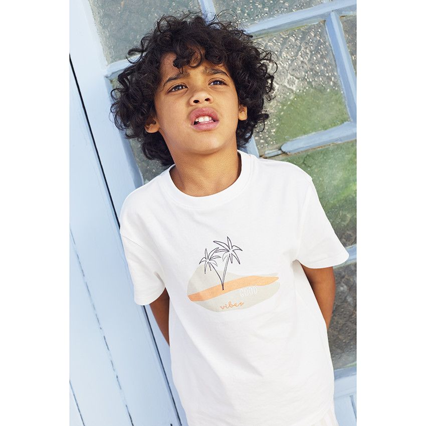 T-shirt manches courtes print désert pour garçon - Ecru