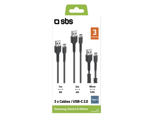 SBS - Câble USB Kit de 3 câbles de charge et données - USB-USBC