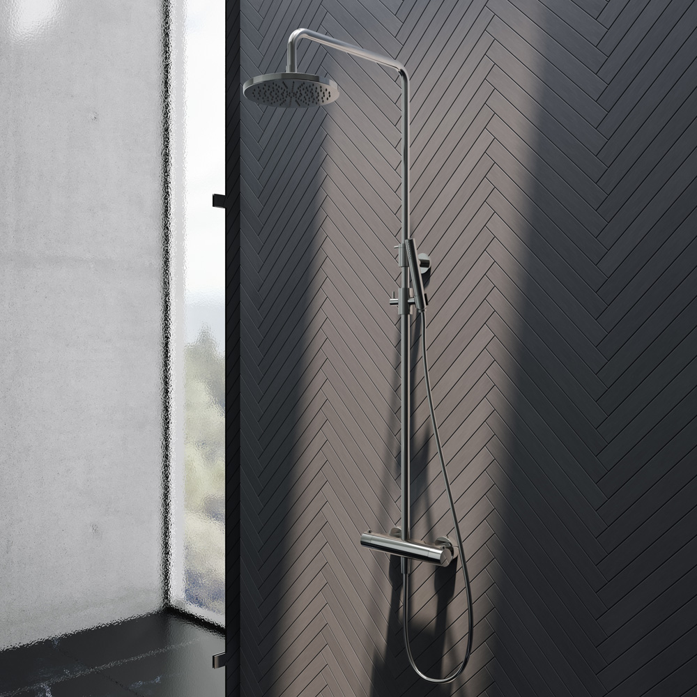 Hotbath Get Together SDS1GN opbouw regendouche met 3s handdouche en 25cm hoofddouche geborsteld nikkel