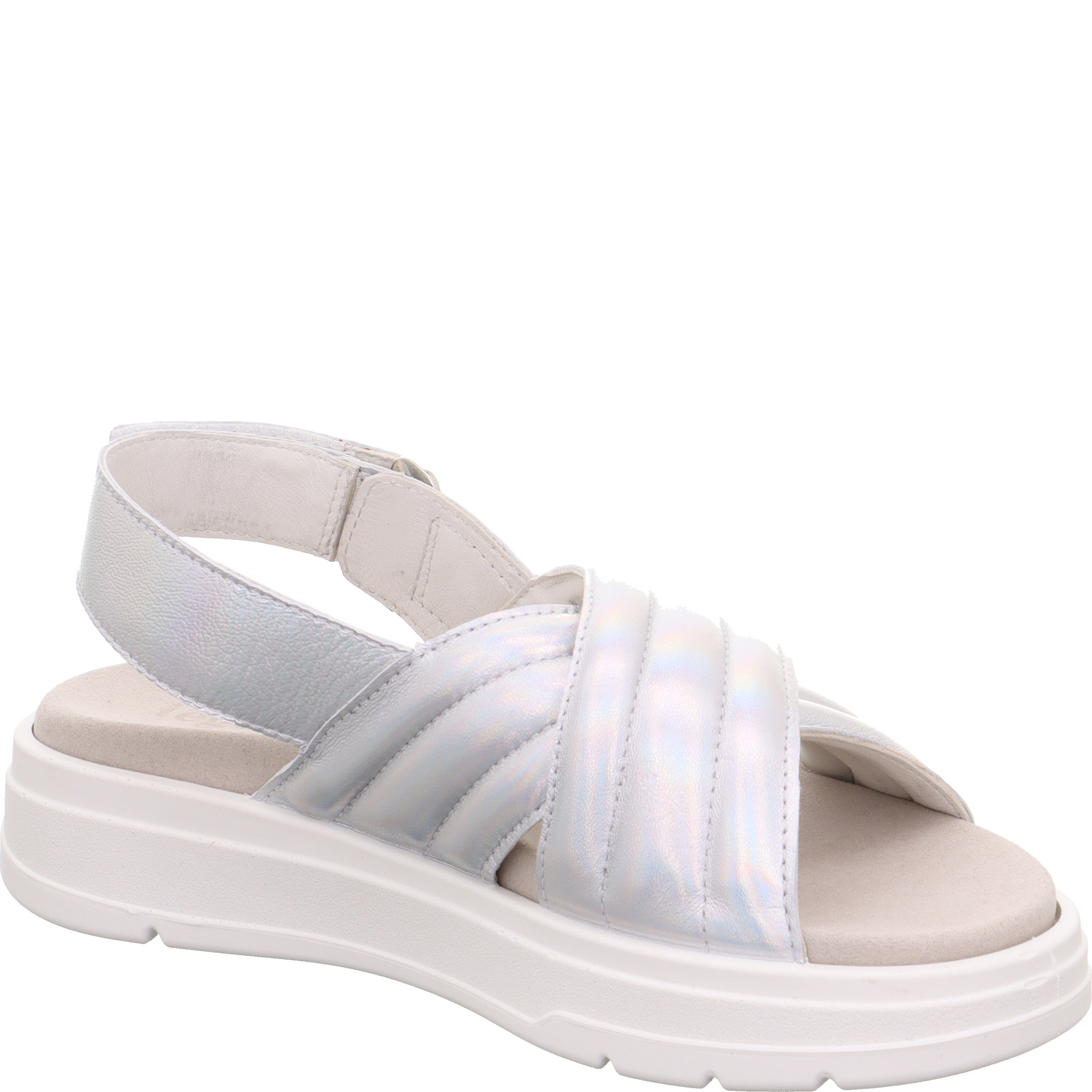 legero SUNWALKER Damen  Plateau-Sandale mit Schnalle - Farbe: Metallic Silver - Größe: 41
