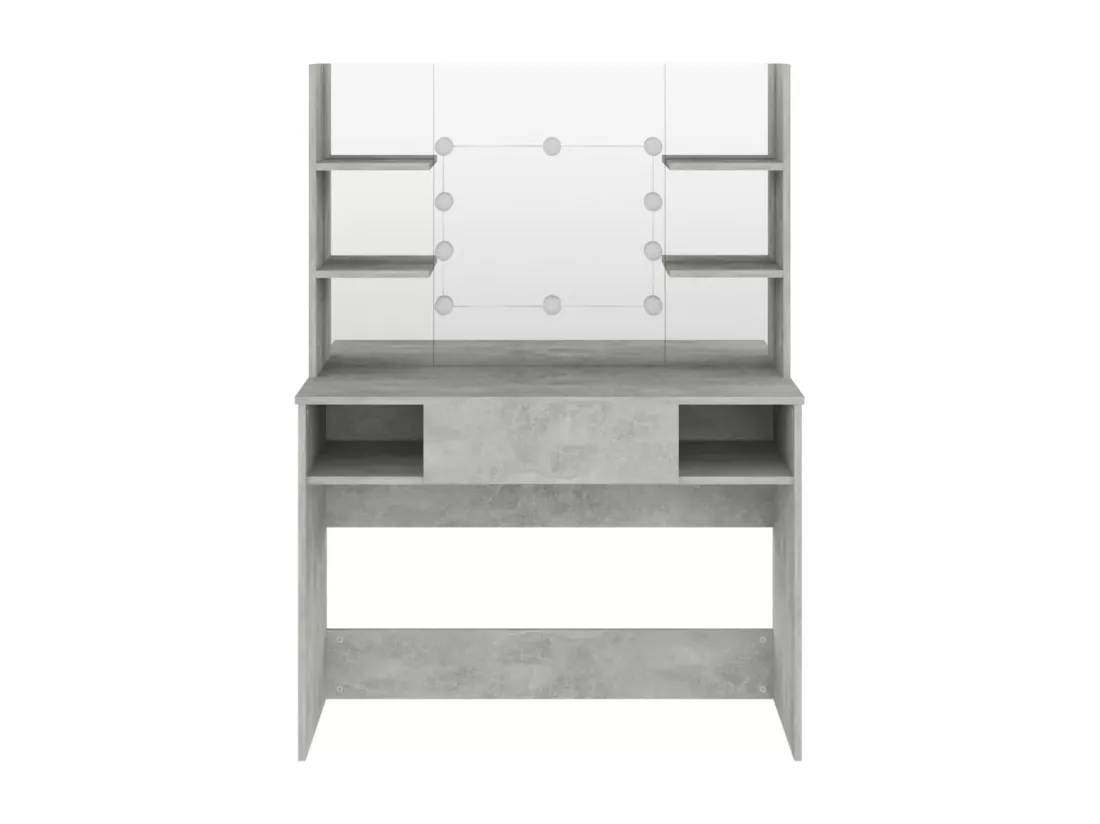 Table de maquillage éclairage LED 100x40x135 cm MDF Gris béton