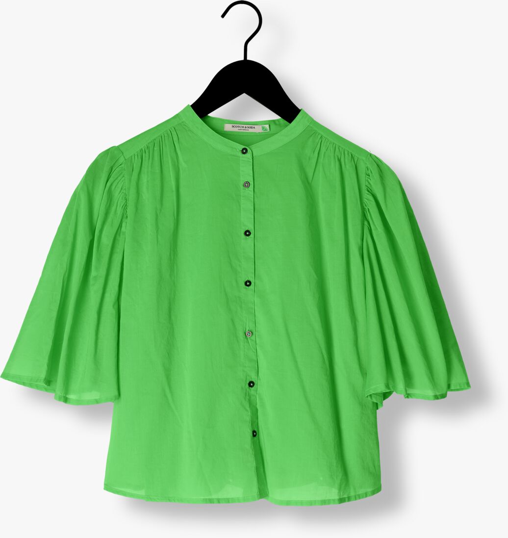 SCOTCH & SODA groene scotch & soda blouse flutter sleve shirt