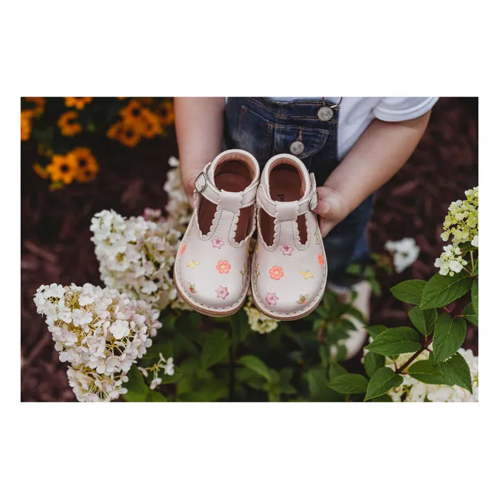 Petit Nord Babies T-Bar Brodées Fleurs - Collection Uniqua | Crème