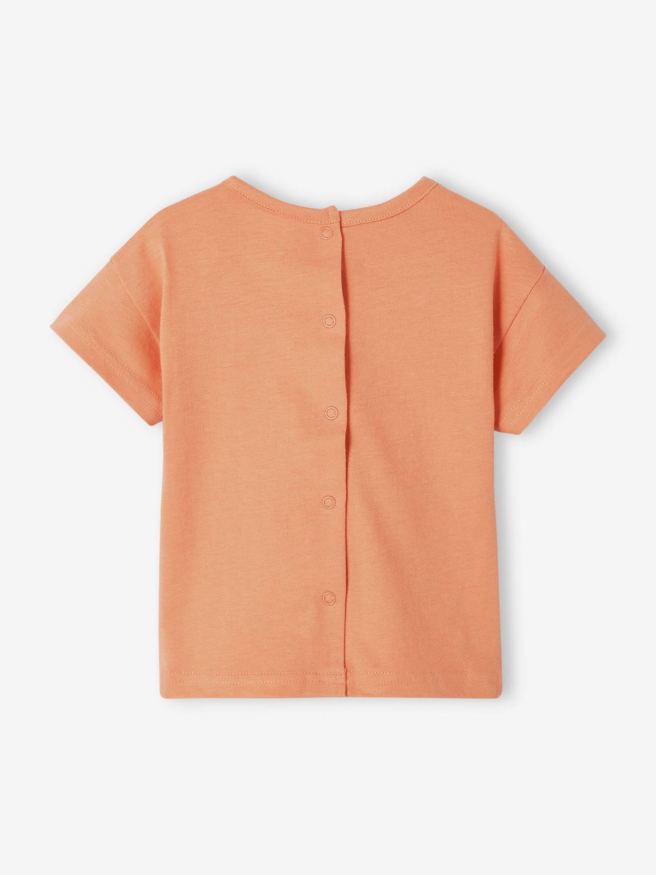 Camiseta de manga curta laranja para bebê com estampa de crocodilo