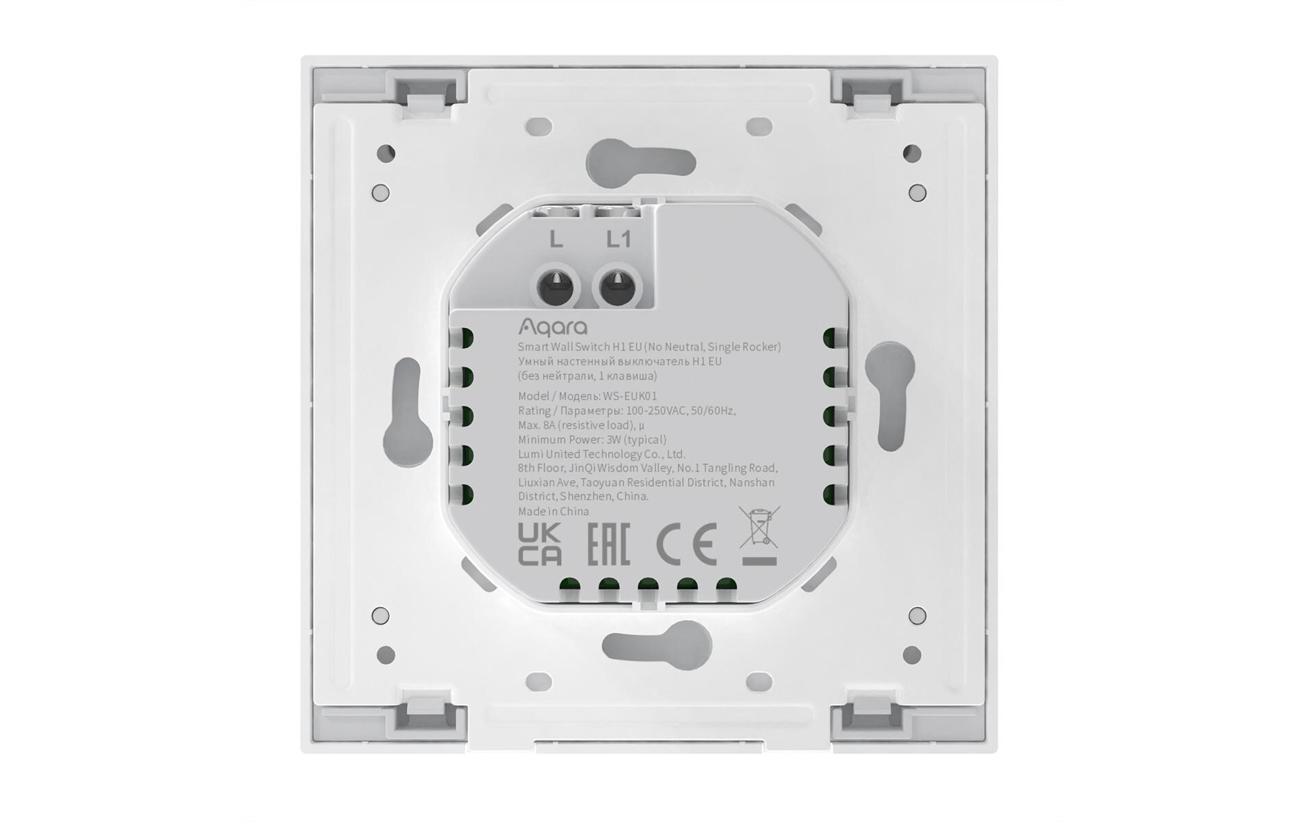 Wandschalter H1 WeissSmart Lichtschalter ohne Neutralleiter