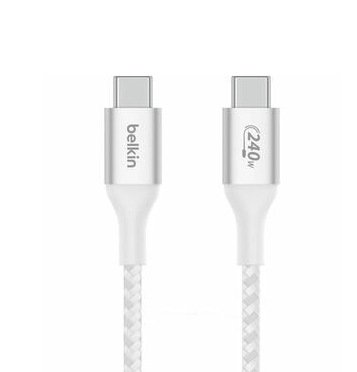 (2m) 240W Boost Charge USB C auf USB C Ladekabel Nylon Datenkabel (CAB015BT2MWH) - Weiss