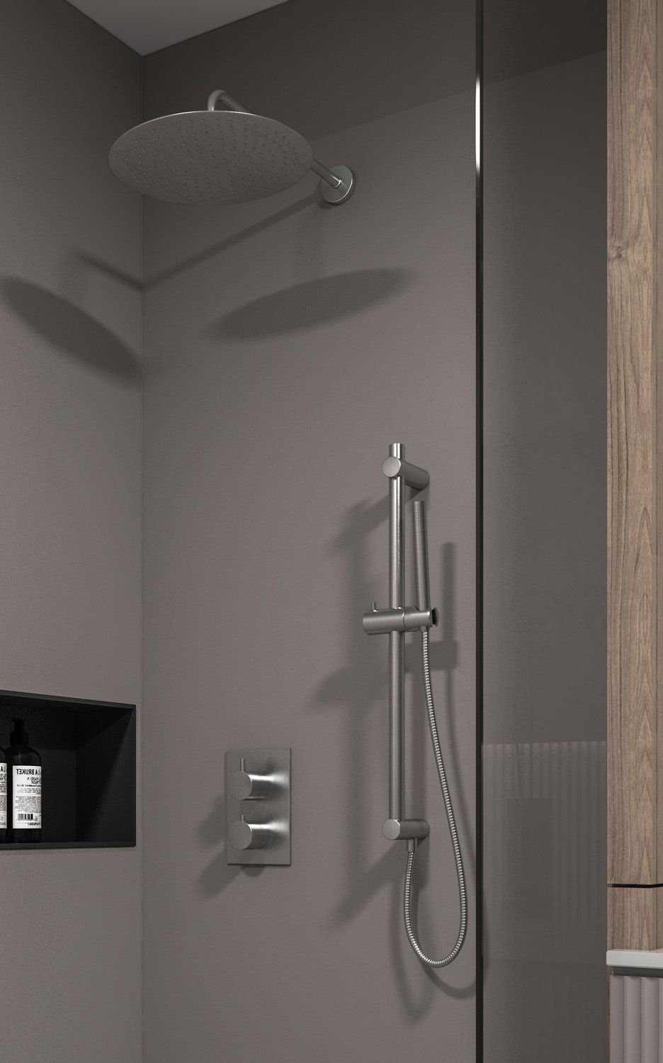 Saniclear Exclusive inbouw regendouche met 30cm hoofddouche, muurarm en glijstang RVS