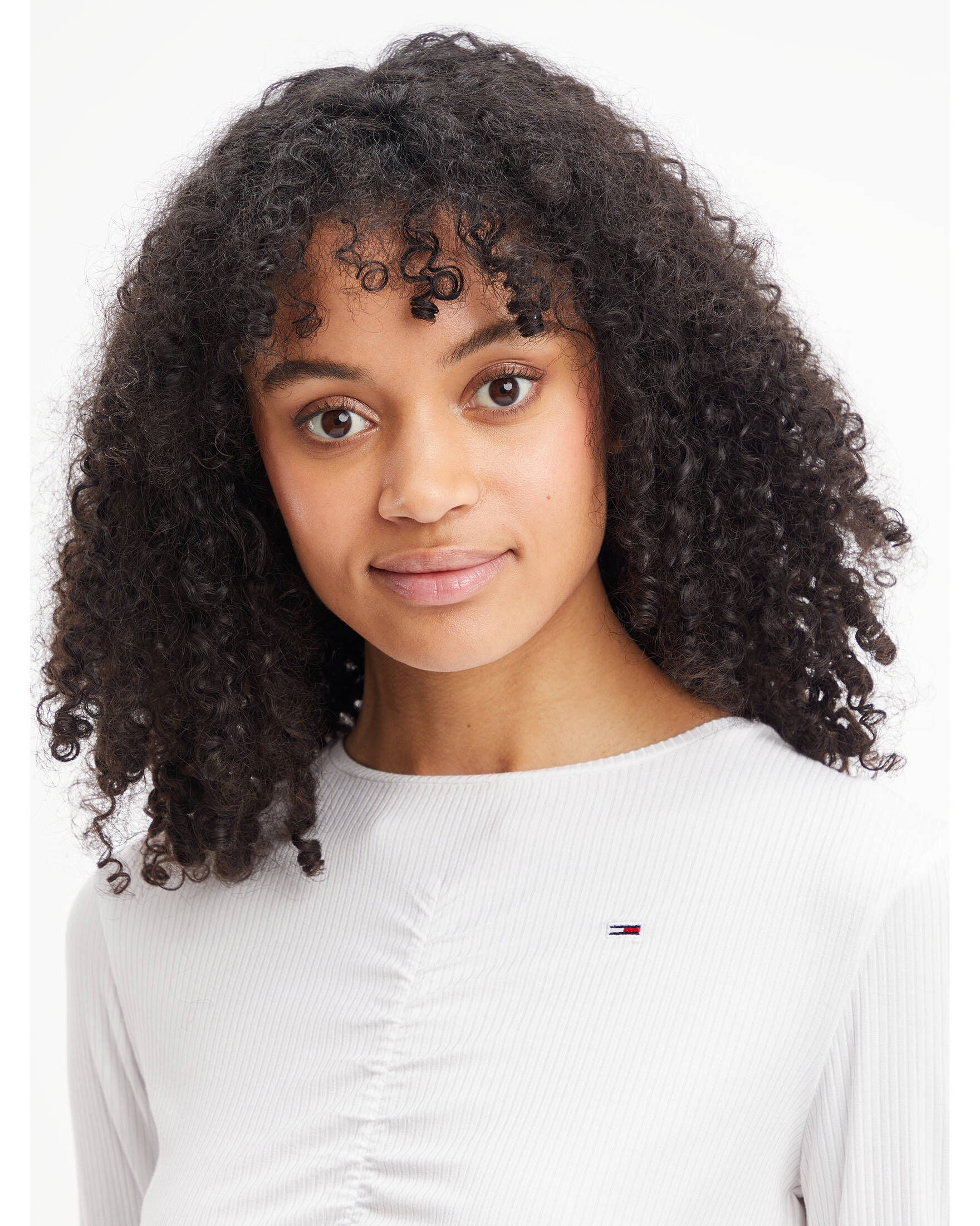 Tommy Jeans| Damen Langarmshirt RUCHING TOP LS Cropped-Fit