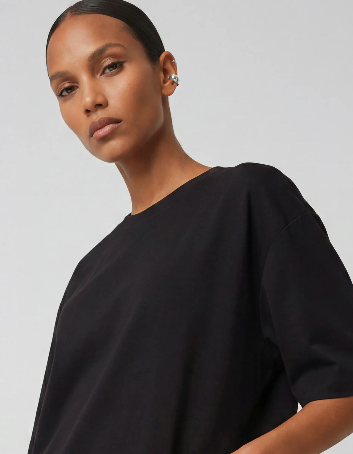Ruffle T-shirt Mini Jurk Zwart