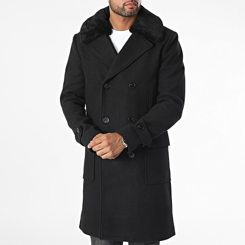 Manteau Long Col Mouton Noir