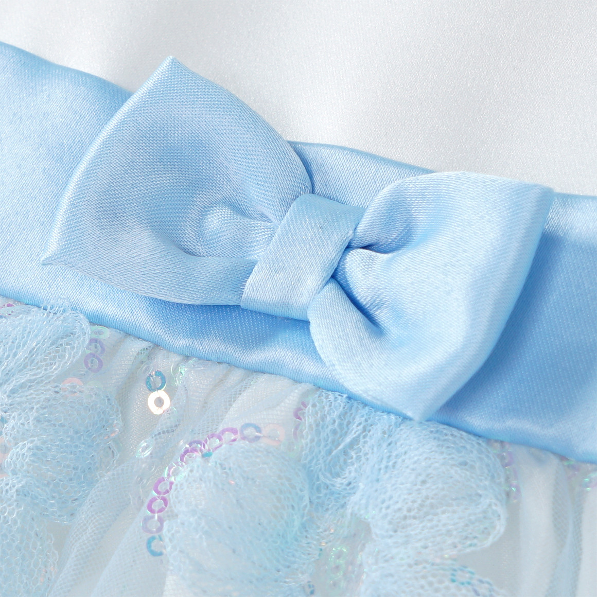 Topolino Festliches Mädchen Kleid mit Zierschleife cremeweiss / hellblau