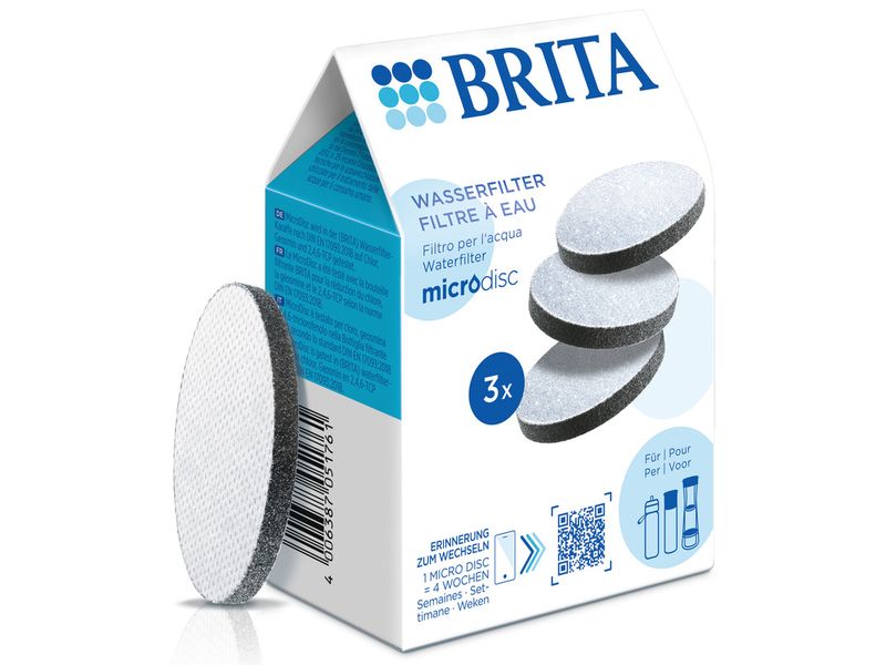 BRITA MicroDisc Wasserfilter 3er Pack Wasserfilter-Disc für Brita Trinkflaschen und Karaffen mit Filter