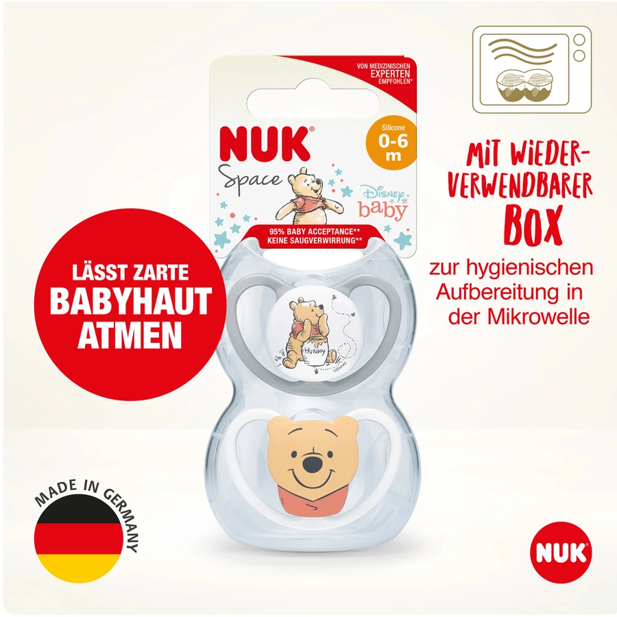 NUK Schnuller Space  Winnie The Pooh  Gr.1 im Viererpack