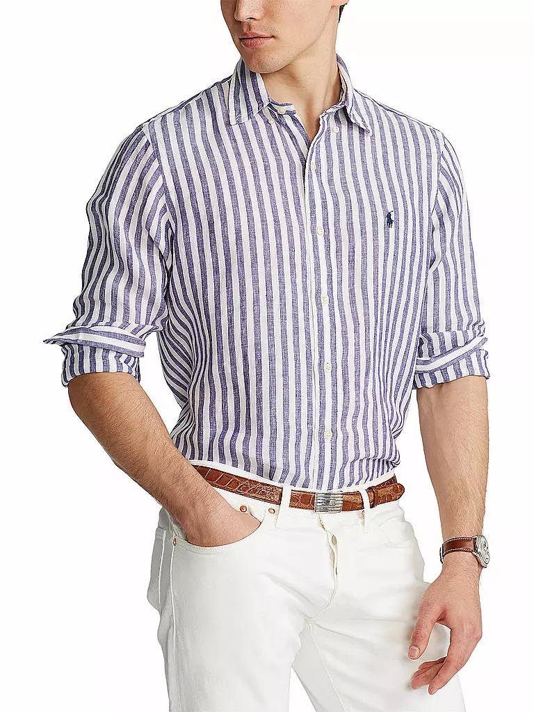 POLO RALPH LAUREN Leinenhemd Custom Fit  blau