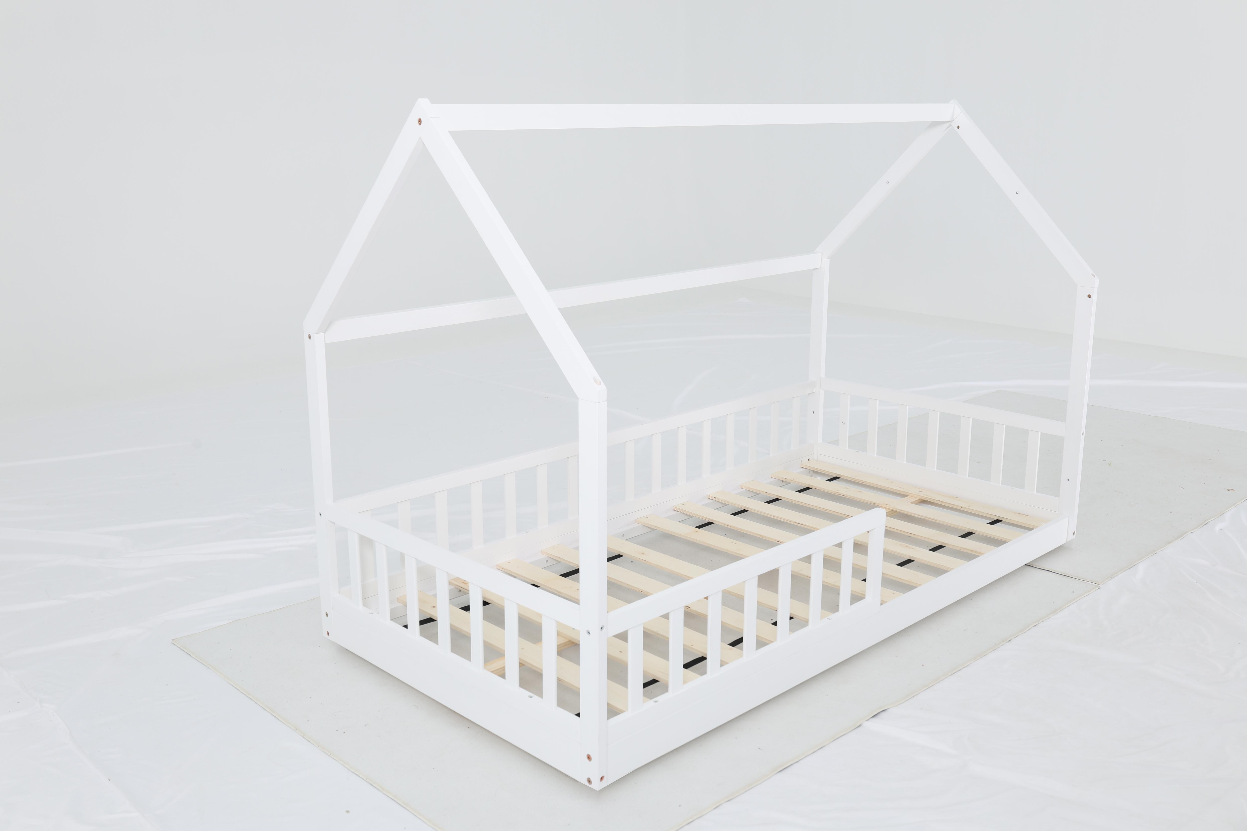 LIT CABANE BLANC BARRIERE 190X90CM