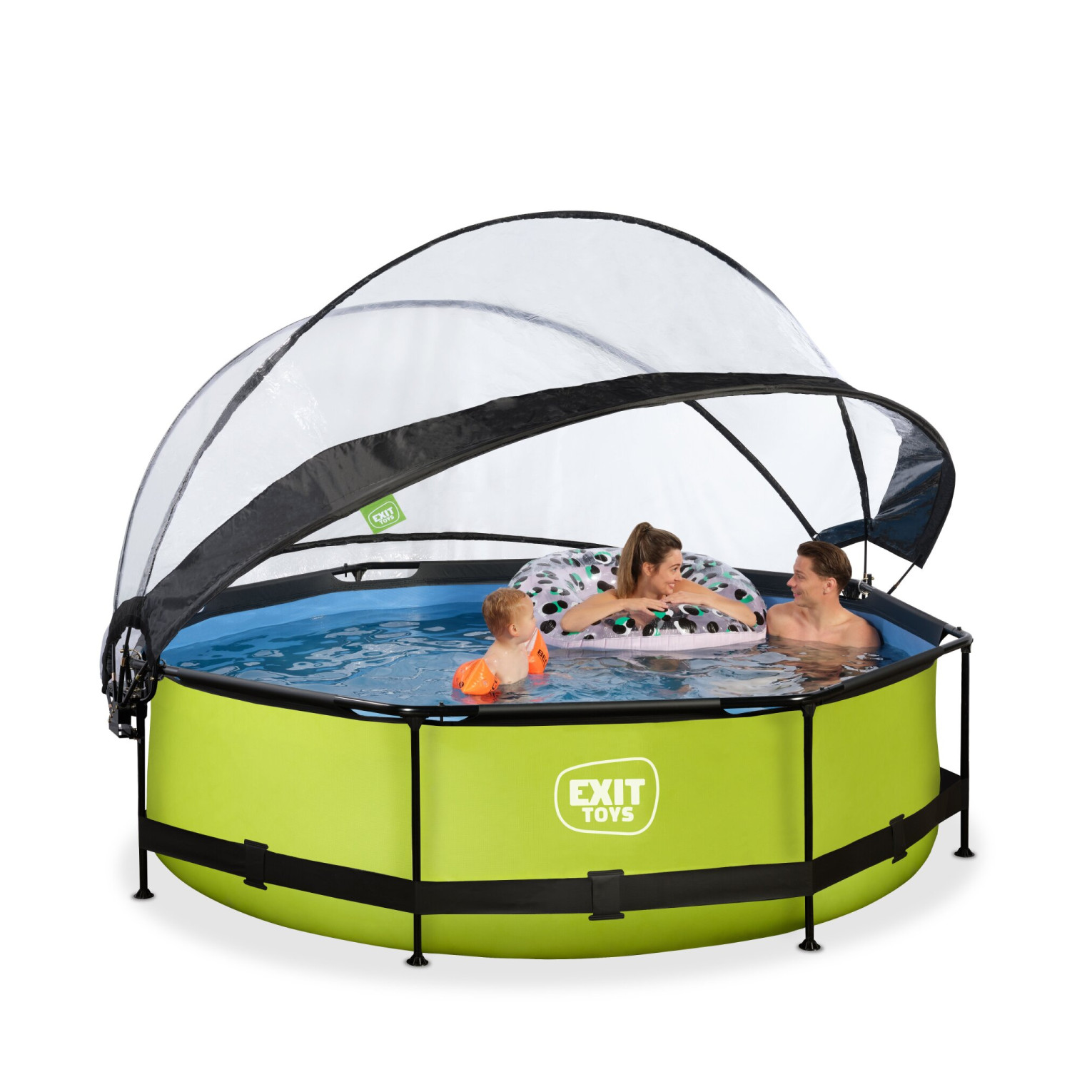 EXIT Lime zwembad ø300x76cm met filterpomp en overkapping -