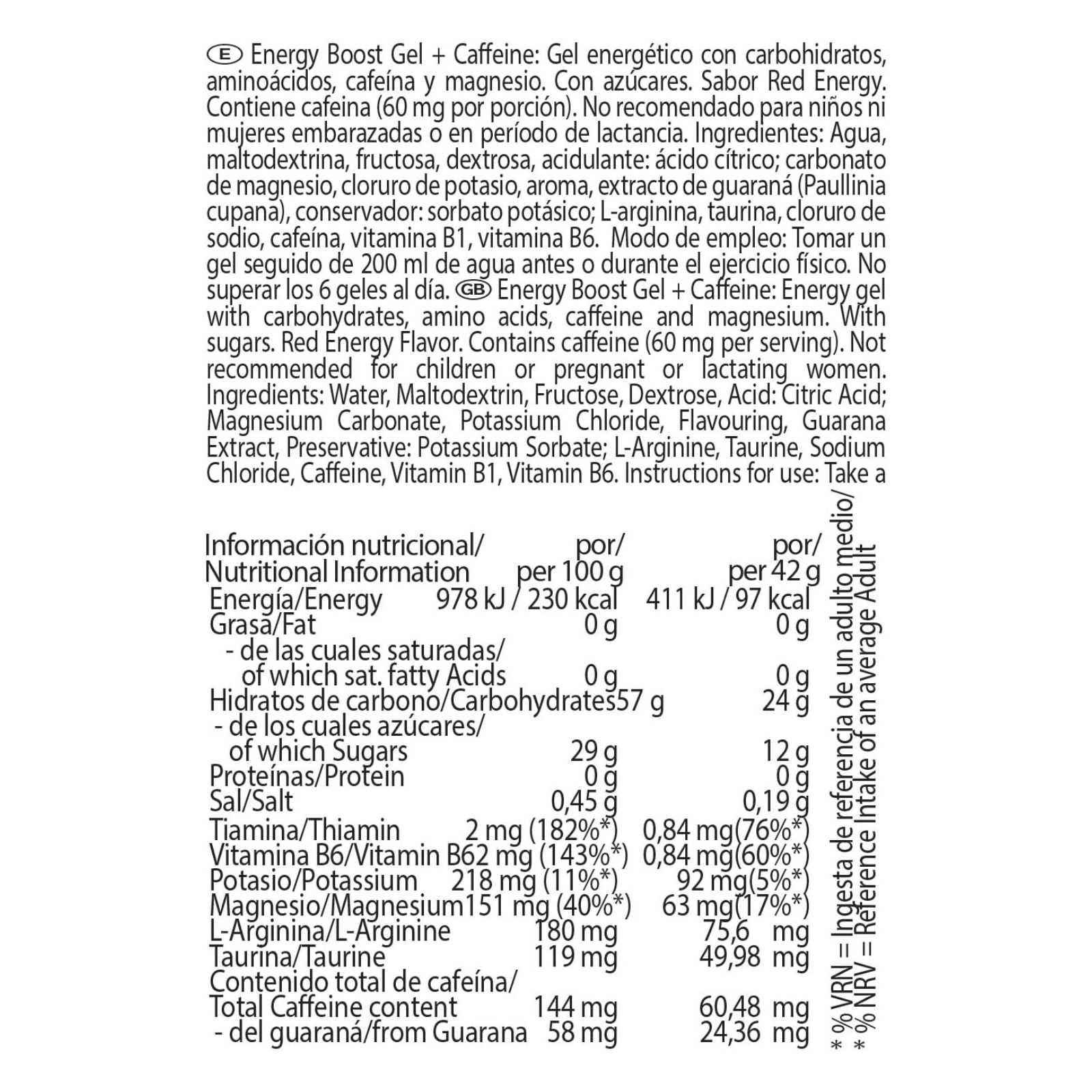Gel energético Victory Endurance Booster com cafeína 42g