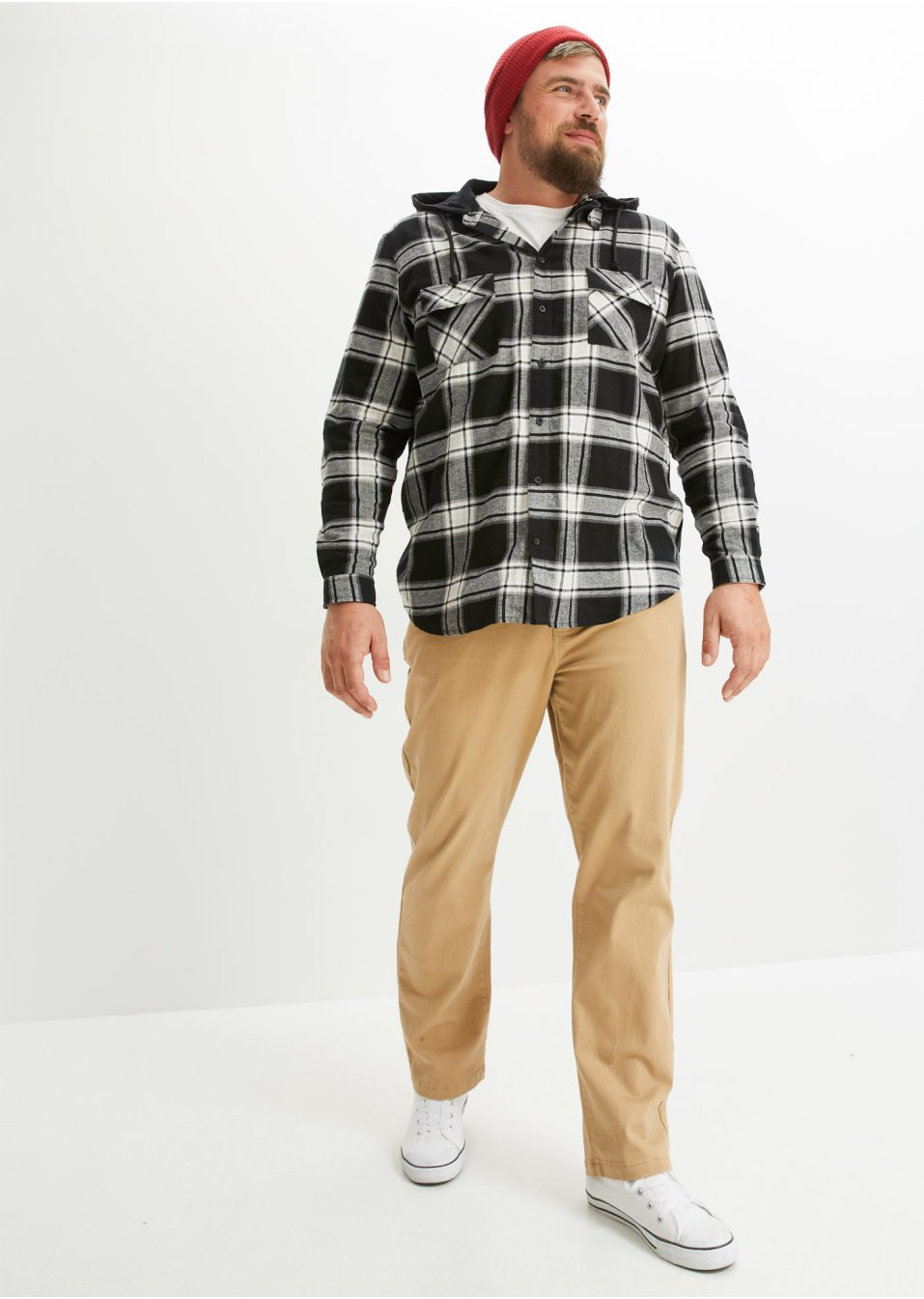 Chemise manches longues en flanelle avec capuche amovible