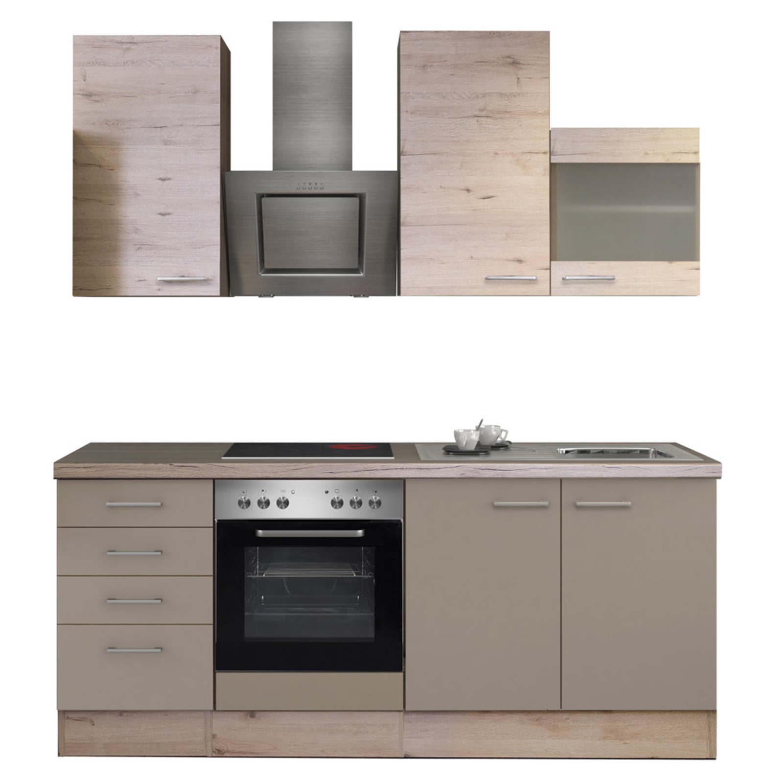 Küchenblock RIVA - Quarz-Cubanit-San Remo - mit E-Geräten - 210 cm