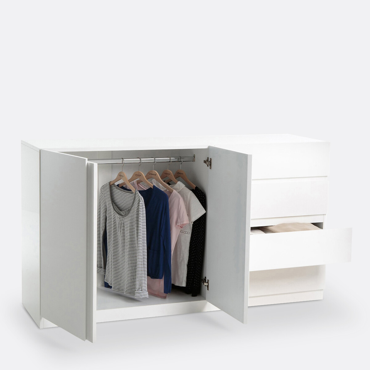 LA REDOUTE INTERIEURS<br>Armário baixo 2 portas, guarda-roupa e 4 gavetas, Léo