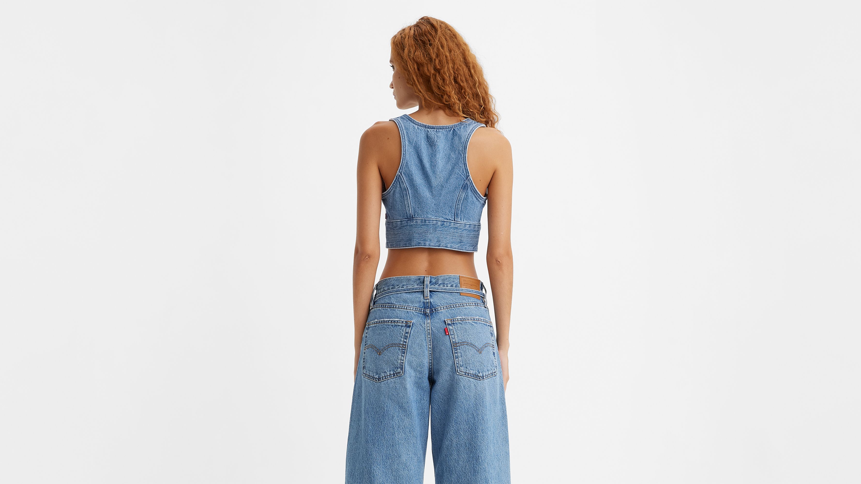 Crop top denim Raine - Indigo Stonewash - Bleu