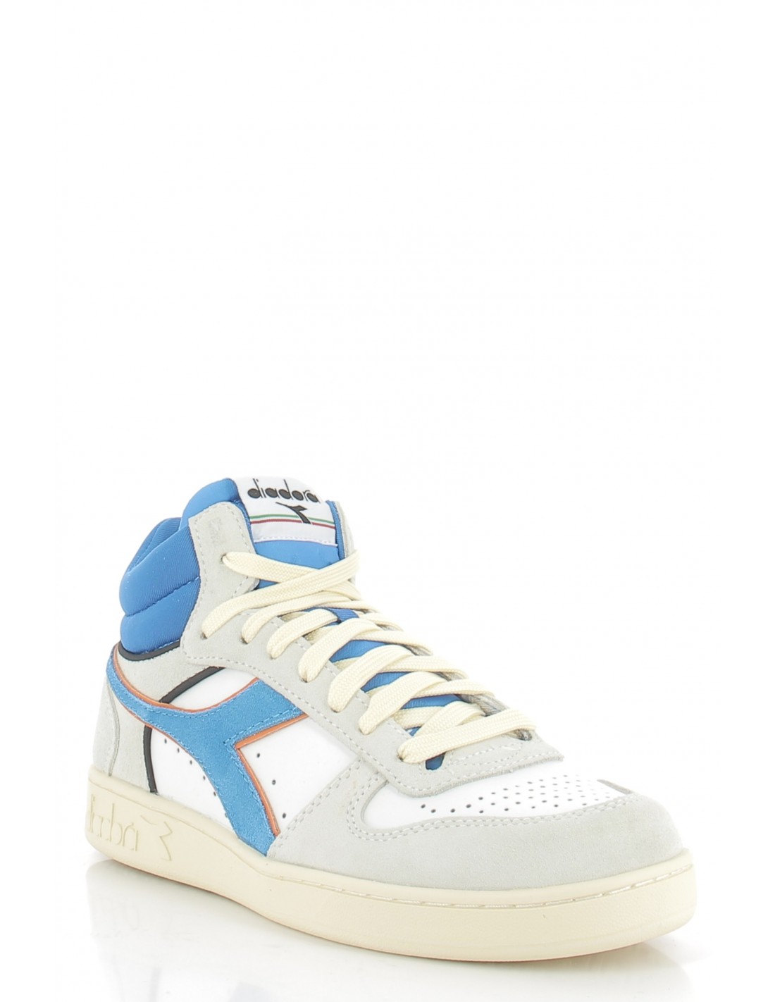 diadora Sneakers montantes homme magic basket cuir gris/blanc/bleu