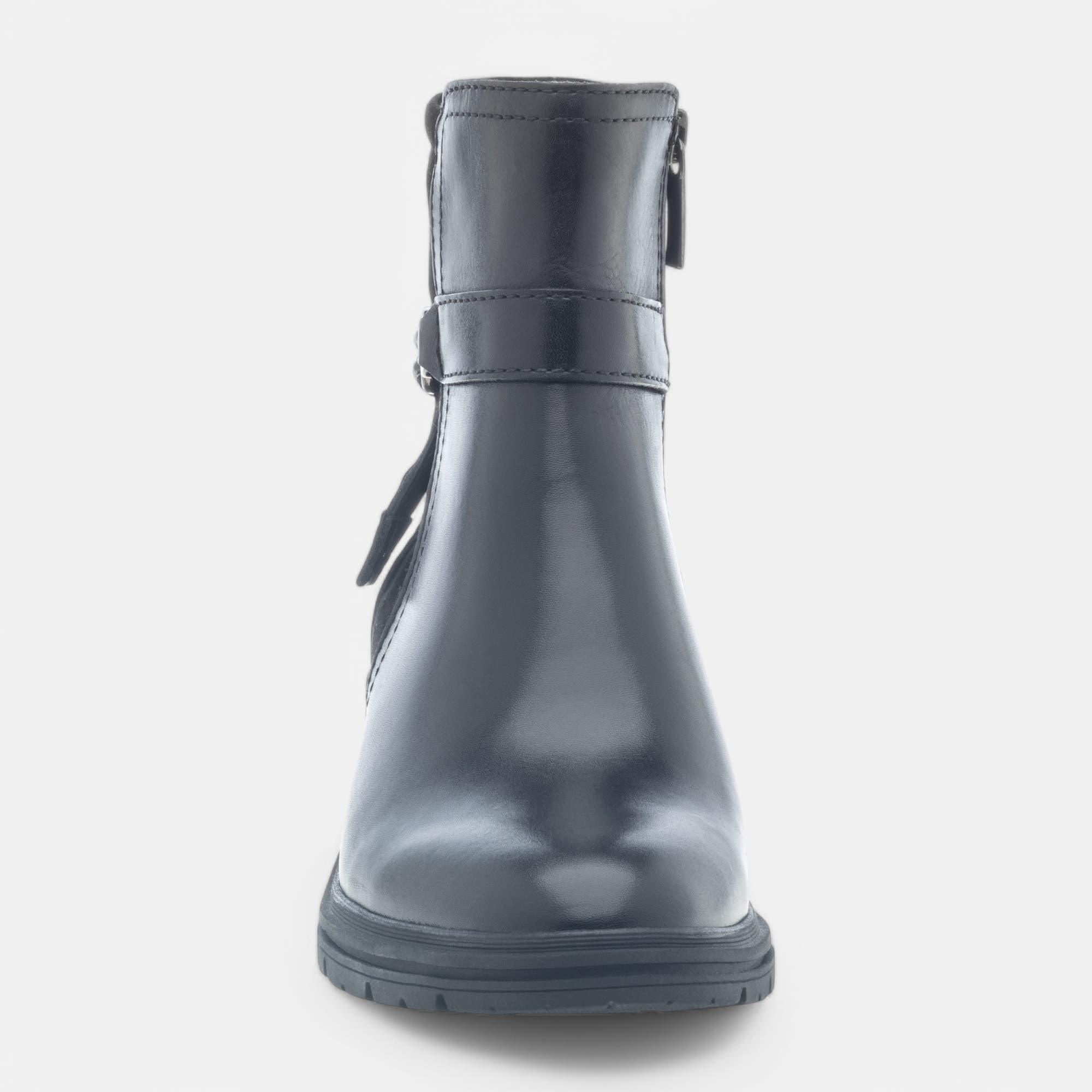 Boots à talon Femme en cuir noir