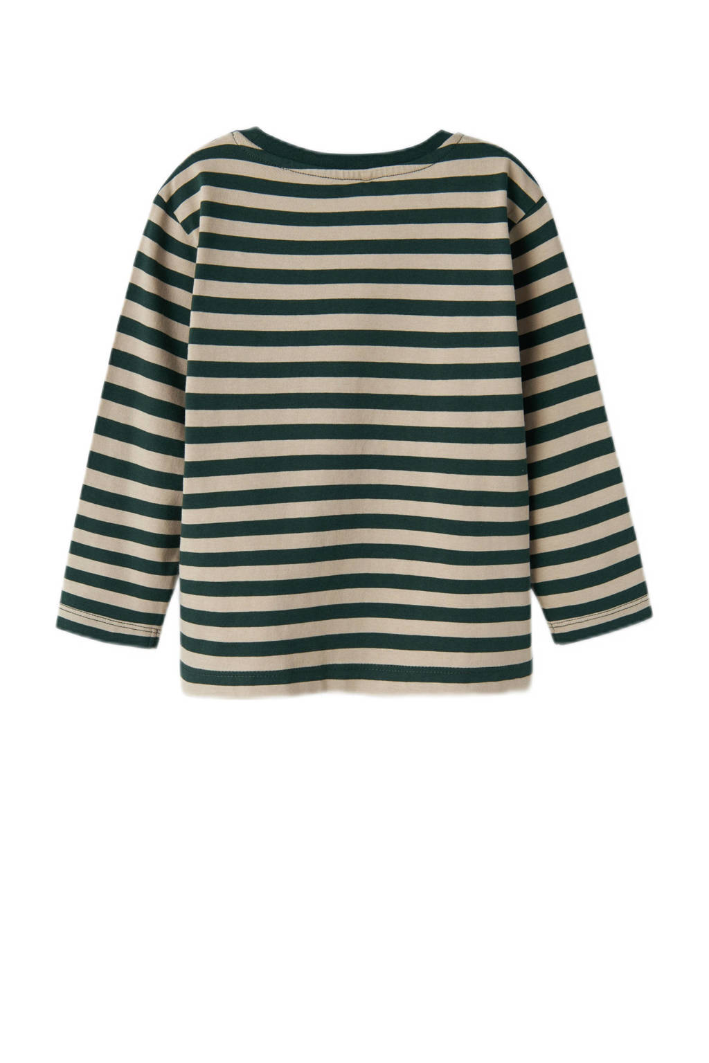 NAME IT gestreepte longsleeve NMMSALMO beige/groen