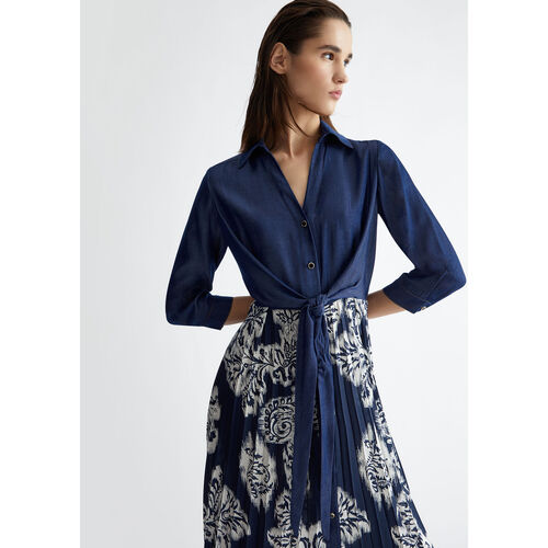Liu Jo - Vestido camisero vaquero con raso Azul