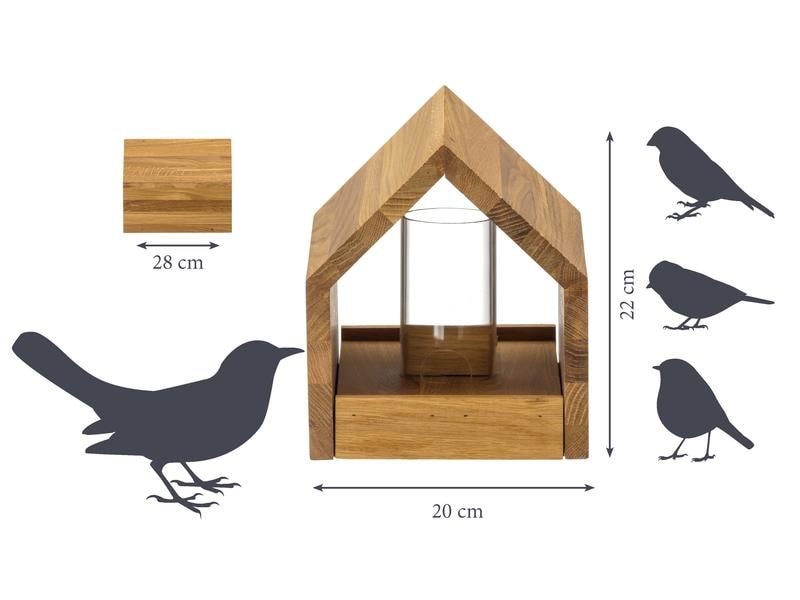 LUXUS-VOGELHAUS Vogelfutterhaus Bauhaus I, 20.5 x 28 x 23.5 Vogelhaus mit Ständer