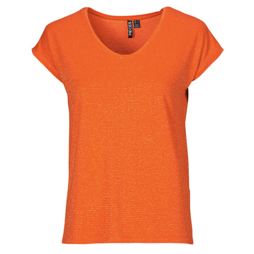 Pieces - PCBILLO TEE LUREX STRIPES - Orange