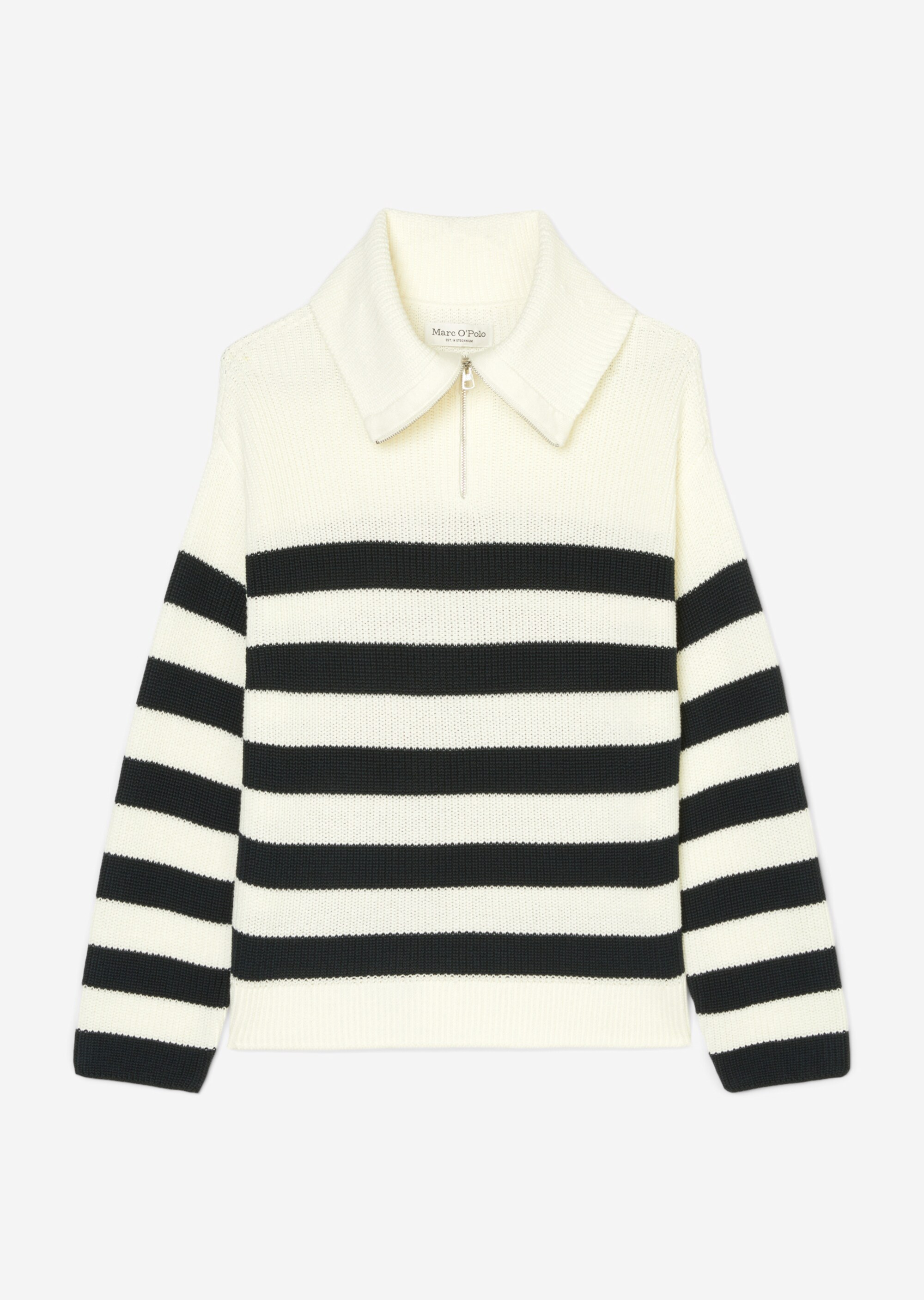 Gestreifter Pullover im Troyer-Stil aus Organic Cotton