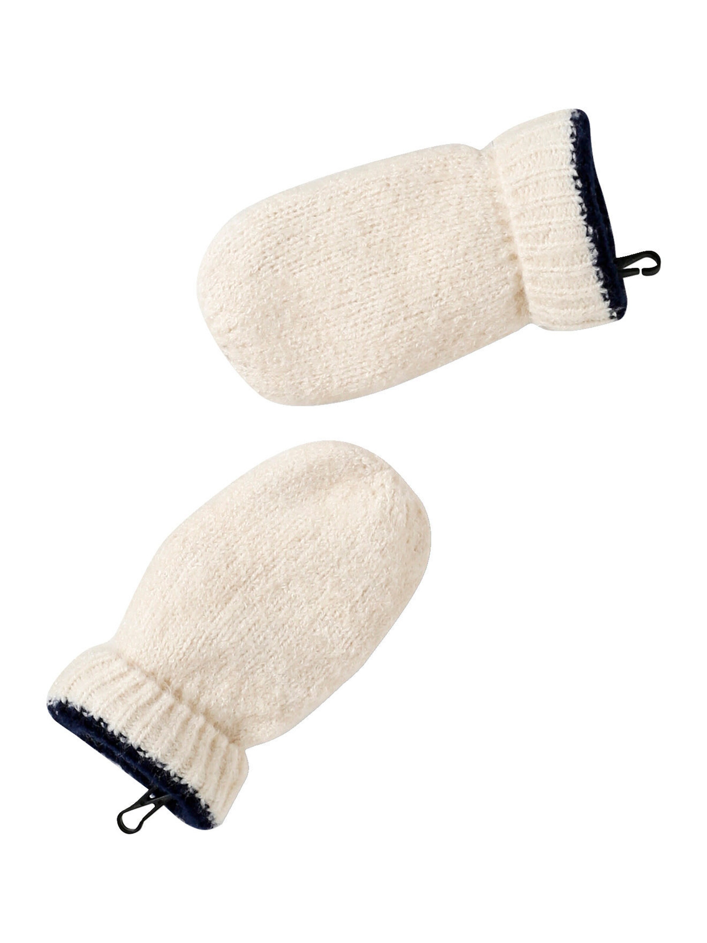 Vertbaudet Jungen Baby-Set mit Teddyfleece: Mütze, Rundschal & Fäustlinge wollweiß