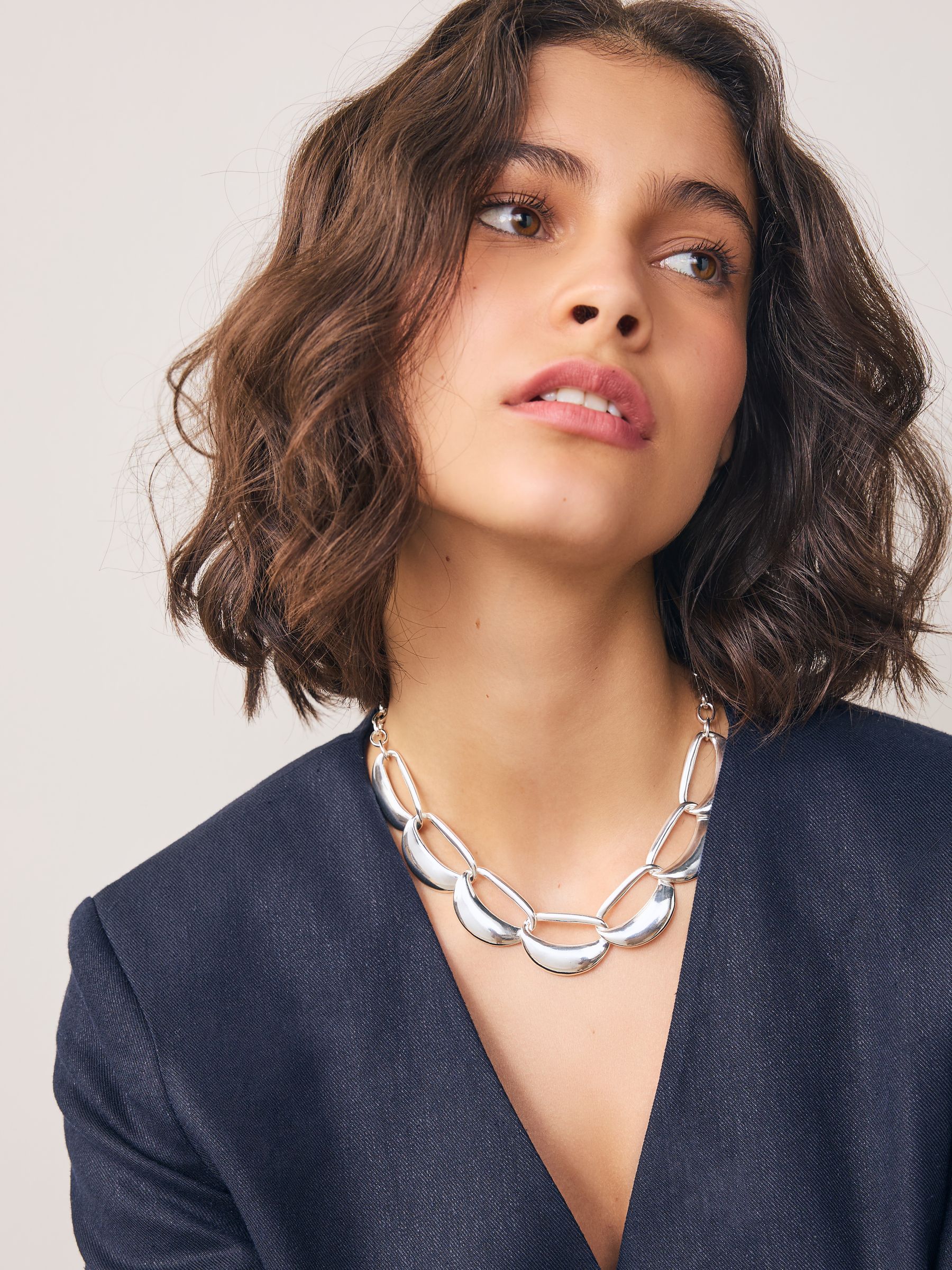 Zilverkleurig - Open Link Collar Necklace